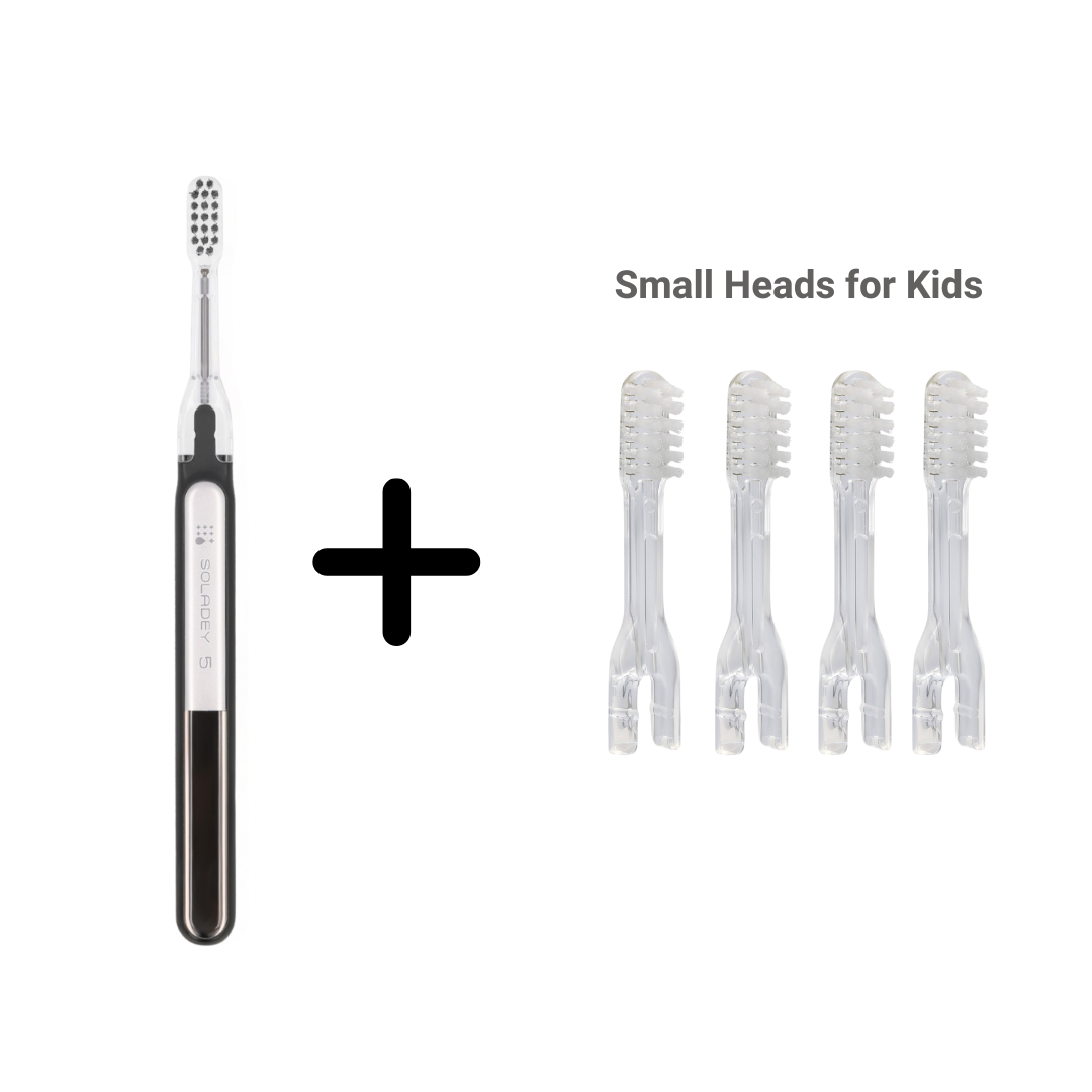 Kids Toothbrush + 4 Replacement Heads | No Toothpaste Needed | SOLADEY