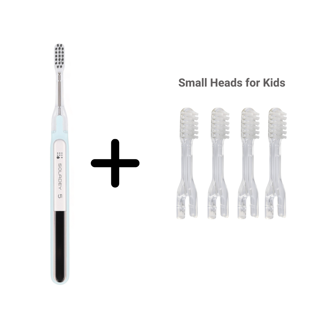 Kids Toothbrush + 4 Replacement Heads | No Toothpaste Needed | SOLADEY